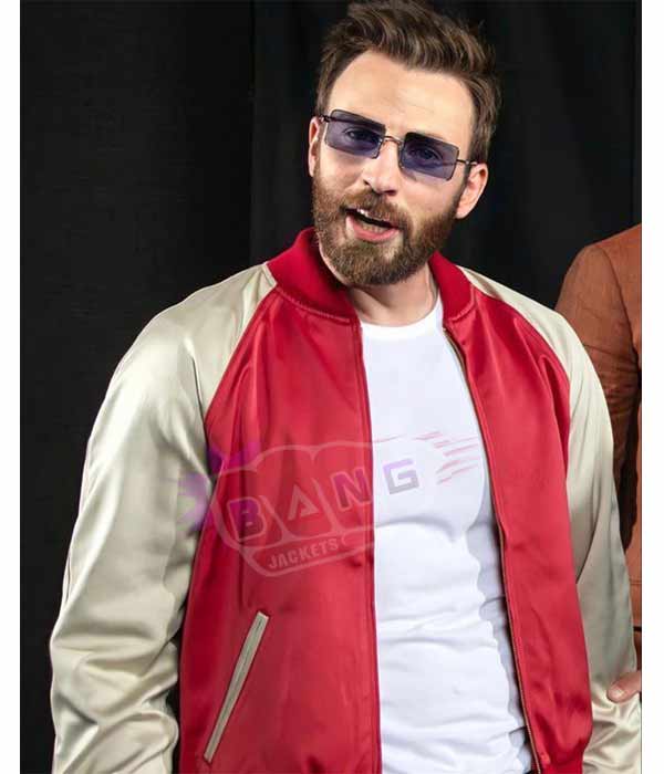 Chris Evans Red and White Varsity Jacket